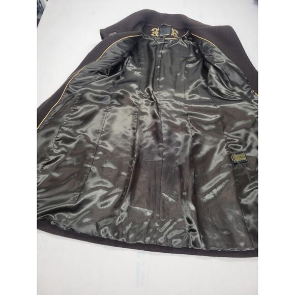 Mackage Asymmetrical Long Trench Coat Wool Coat P/S Chocolate Brown Leather - Picture 15 of 16